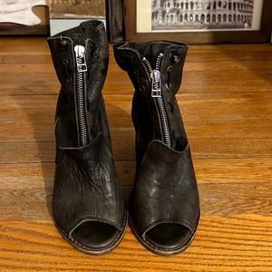 Allsaints dark brown open toe heel boot size 36